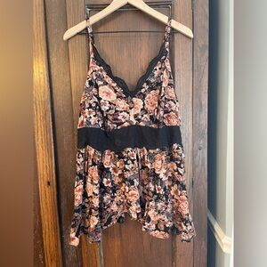 Torrid Black and Pink Floral Camisole